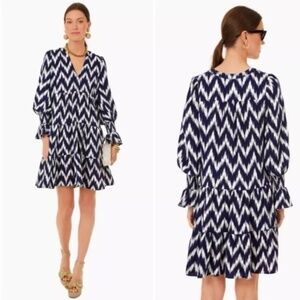 Navy white Ikat Pomander Place Kenzo dress - Size S